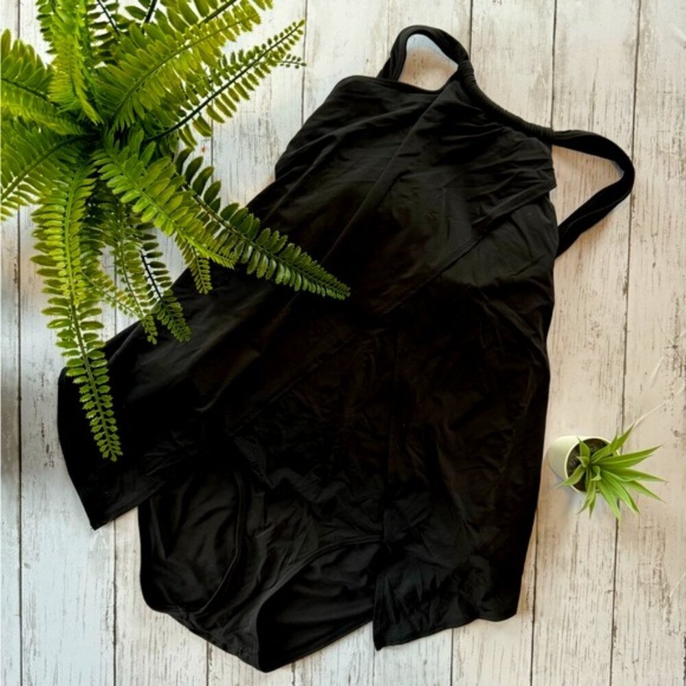 La Vie en Rose Aqua - Black Flyaway One-Piece Swimsuit - L